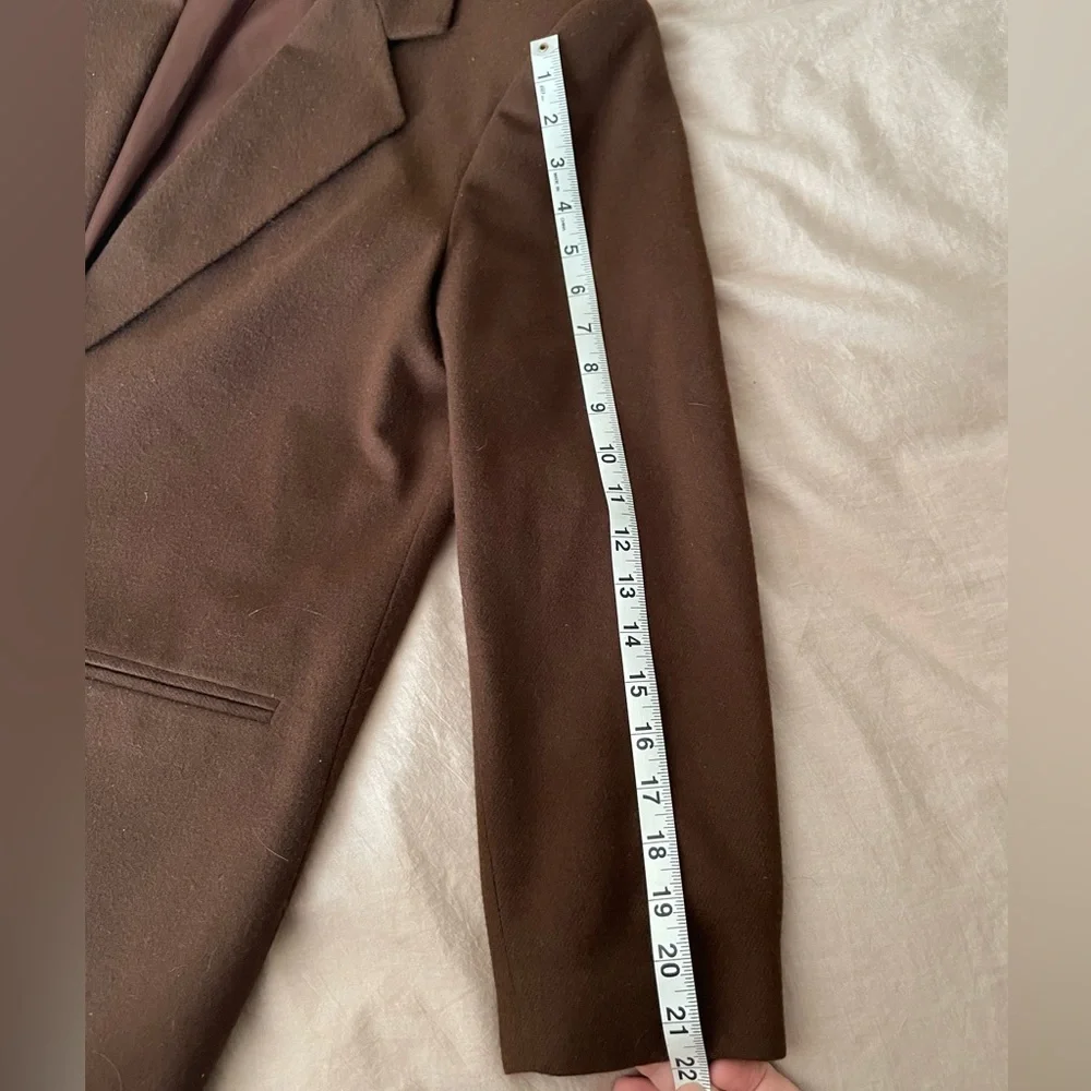 Vintage 100% Wool Chocolate Walnut Brown Sag Harbor Fall Blazer Jacket Size 10 - Picture 7 of 10